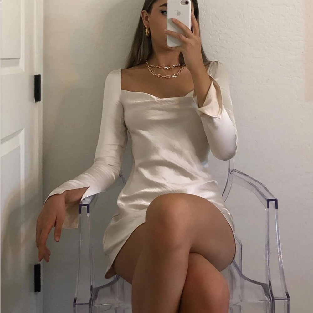 Princess Polly silk dress white / champagne NWOT